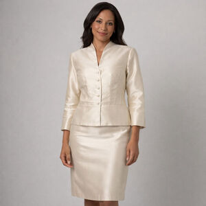 Rickie Freeman Cream Silk Blend Pantsuit Size 4